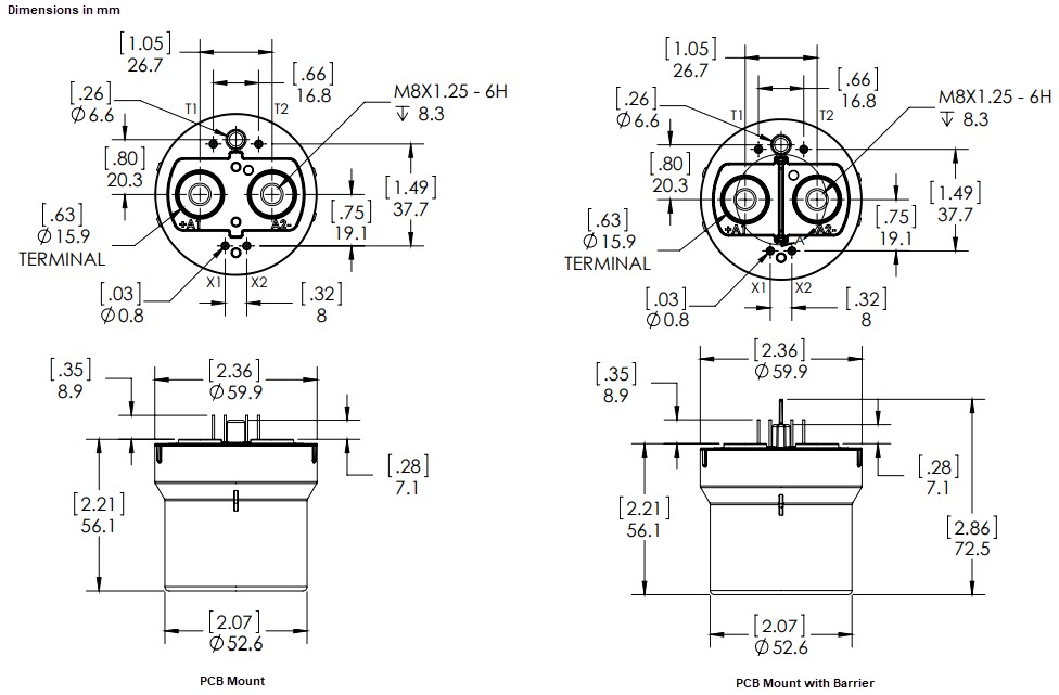 Mechanical Drawing - Gigavac GV14 100VDC Contactors